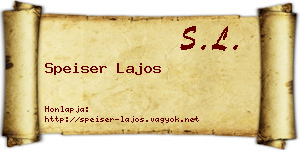 Speiser Lajos névjegykártya